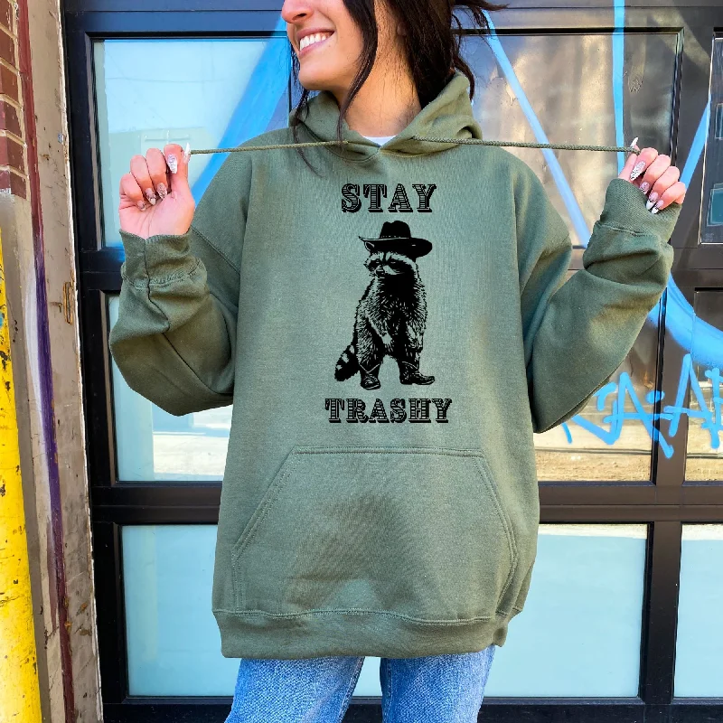 Special Price Stay Trashy Racoon Cowboy  Gildan Crewneck or Hoodie Sweatshirt *UNISEX FIT*