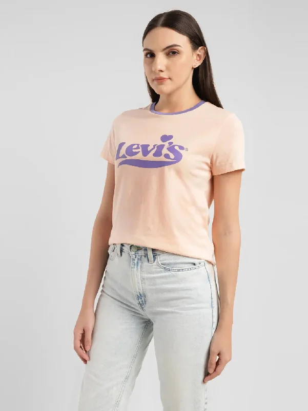 Final Clearance Women's Brand Logo Crew Neck T-shirt