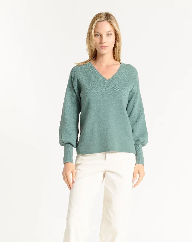 Weekend Specials Just for You V-Neck Balloon Sleeve Sweater
