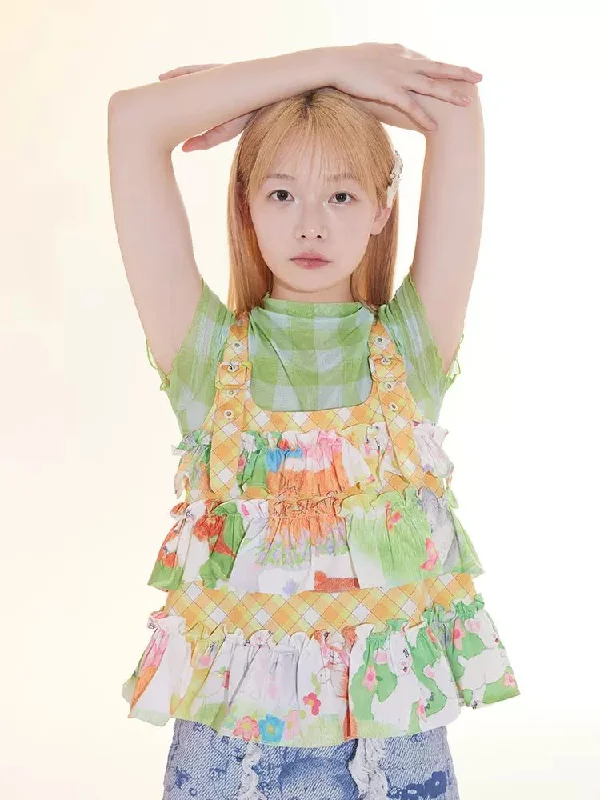Flash Deal Plaid Suspender TOP [S0000009049]