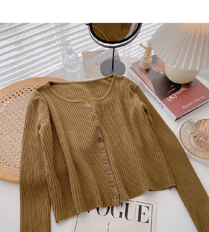 Price Drop Knitted cardigan women's lazy style solid color versatile long sleeve top  6684