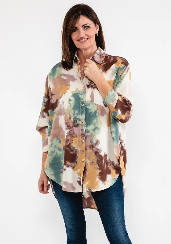 Super Sale Seventy1 Oversize Abstract Print Shirt, Brown Multi