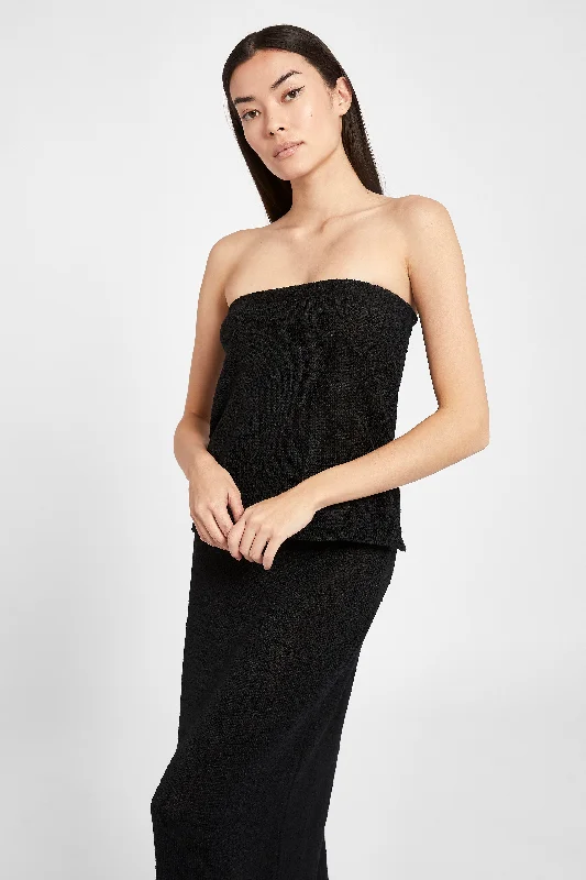 Can't Miss Crochet Knit Strapless Top - Black