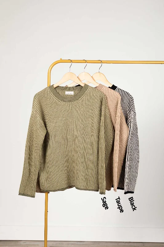 Super Deal Contrast Cut Striped Sweater