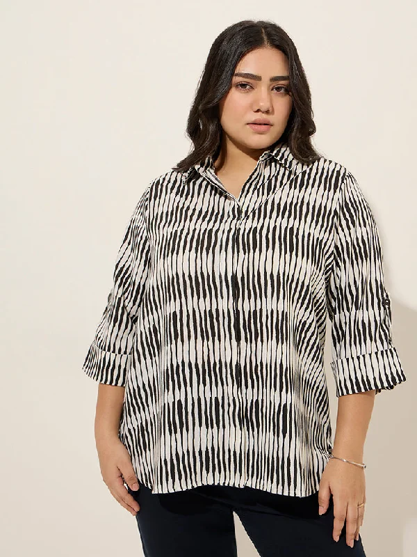 Weekend Offers That Amaze Gia Black Abstract Printed High-Low Shirt