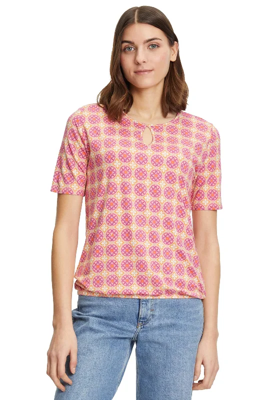 Weekend Bargains to Sizzle Betty Barclay Mandala Print Keyhole T-Shirt, Pink Multi