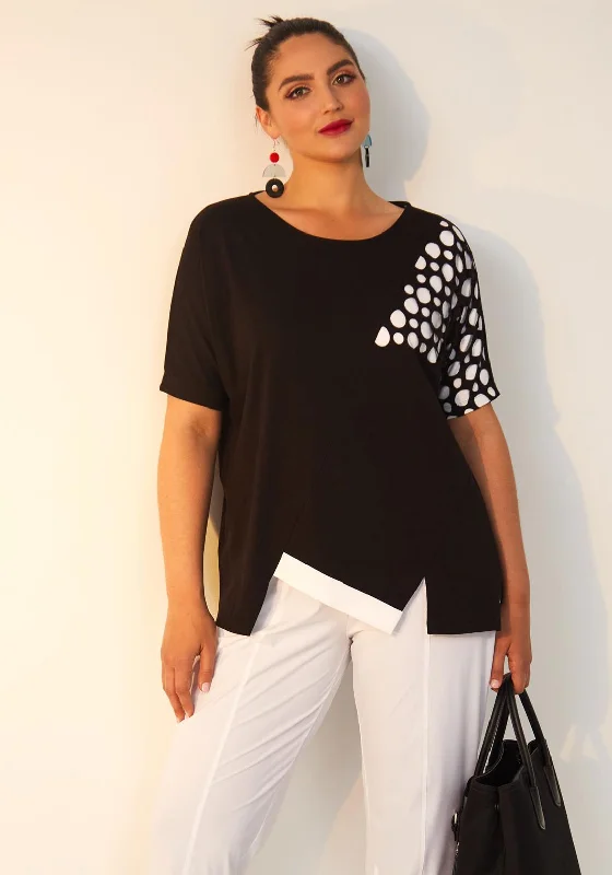 Price Drop Ora Circle Cut Out Shoulder Top, Black