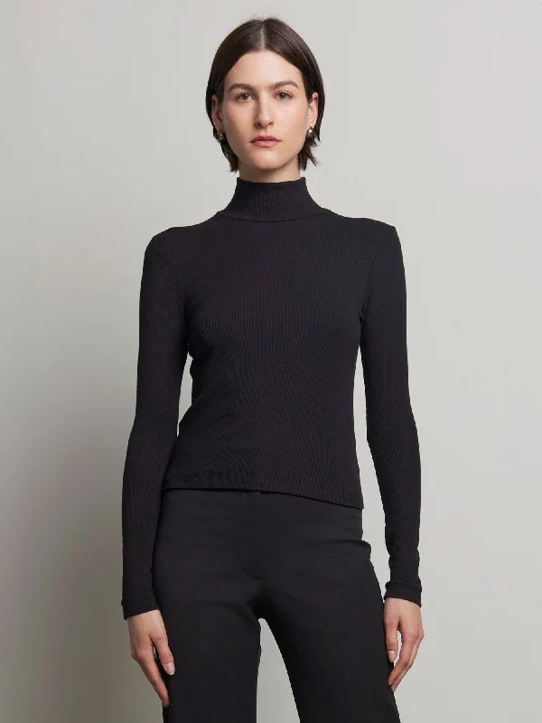 Unwind with Weekend Discounts Velvet Modal Rib Mock Neck Top