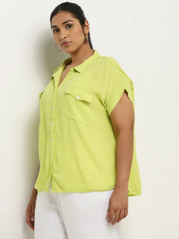 Loyalty Reward Gia Lime Crinkle Textured Shirt
