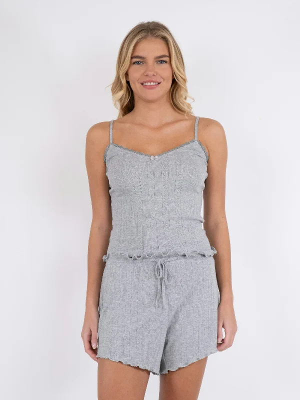 Huge Savings Neo Noir - Lindsay Pointelle Top - Light Grey