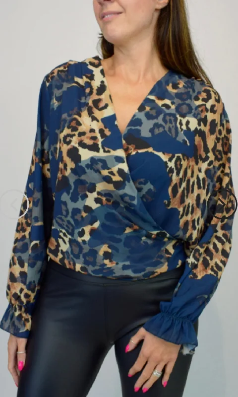 Massive Deal Animal Print Italian Cross Over Blouse