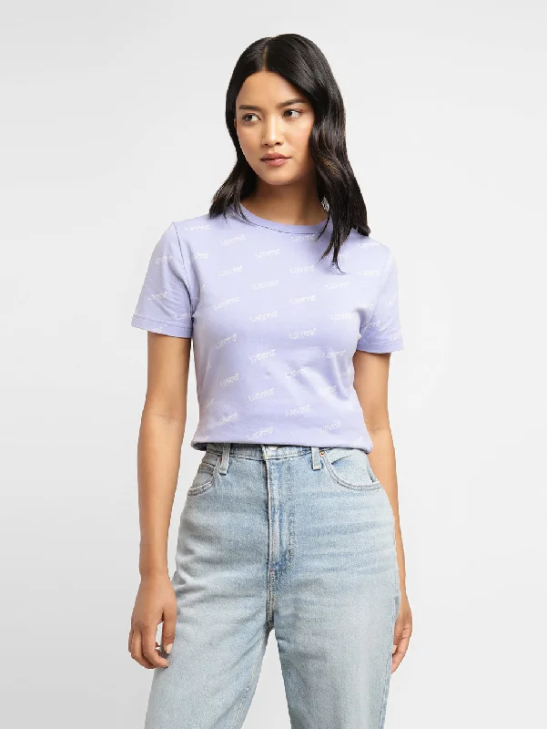 Deal Dash Women's Brand Logo Slim Fit T-shirt