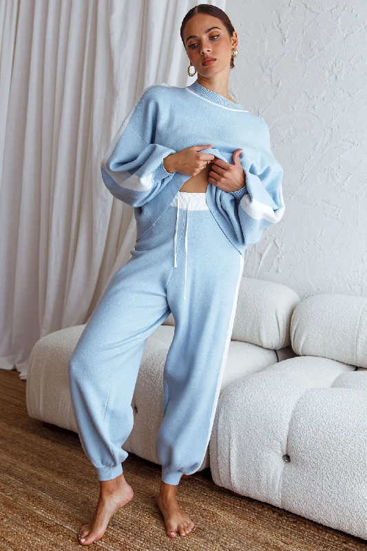 Super Sale Take Me Back Brushed Knit Jogger Pants Blue