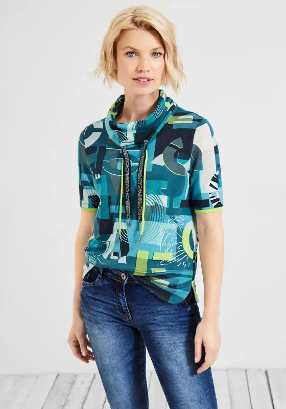Price Reduction Cecil Cowl Neck Print Top, Teal Multi