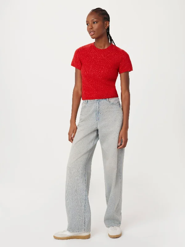 Overstock Sale The Fuzzy Shrunken Sweater in Bright Red