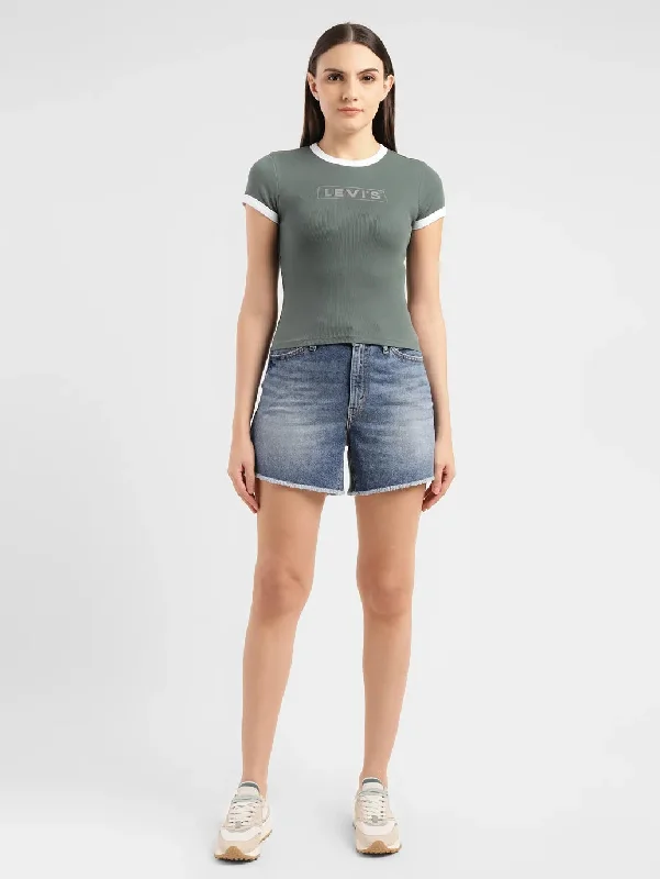 Warehouse Sale Women's Brand Logo Slim Fit T-shirt
