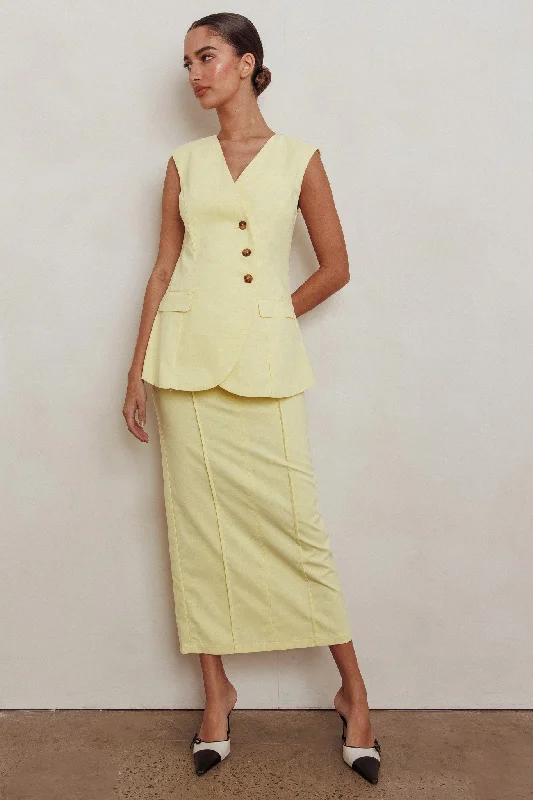 Crazy Deal Sweet Treat Column Midi Skirt Lemon