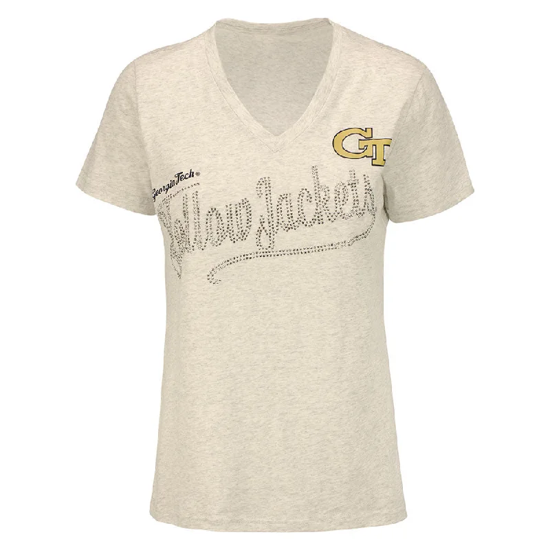 Shop and Save Ladies Georgia Tech V Neck "The Ace" T-Shirt