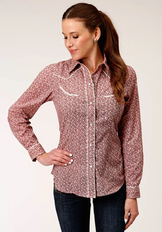 Weekend Specials to Grab Roper Womens 1198 Vintage Floral Red/Cream Cotton Blend Retro L/S Shirt Weekend Specials to Grab Roper Womens 1198 Vintage Floral Red/Cream Cotton Blend Retro L/S Shirt