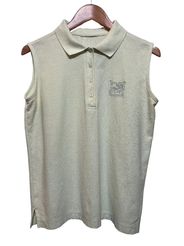 Instant Savings Women's White Sleeveless Polo Top (Size L)