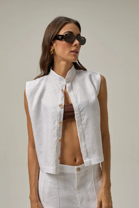 Weekend Bargains to Grab Muse Linen Vest | White