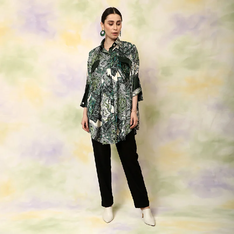 Reduced Price Scarf Printed Kimono Shirt