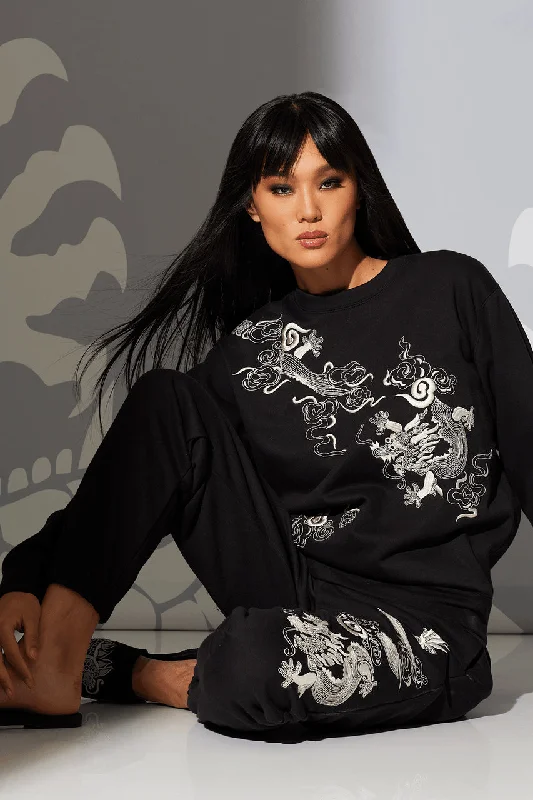 Special Price Dragon French Terry Embroidered Unisex Sweater