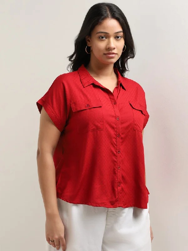 Price Rollback Gia Red Textured Shirt