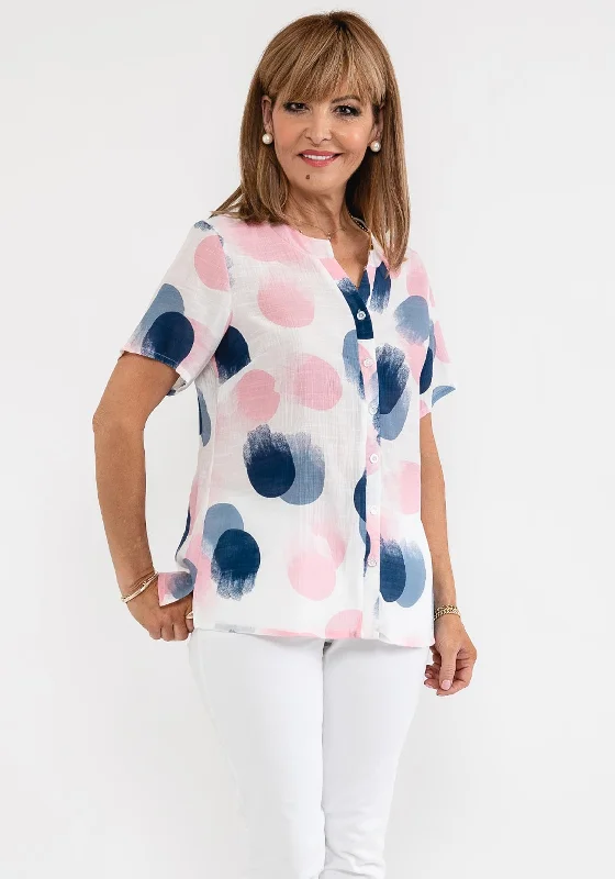 Weekend Wonders Await! Anamor Tunic Neck Print Blouse, Pink Multi