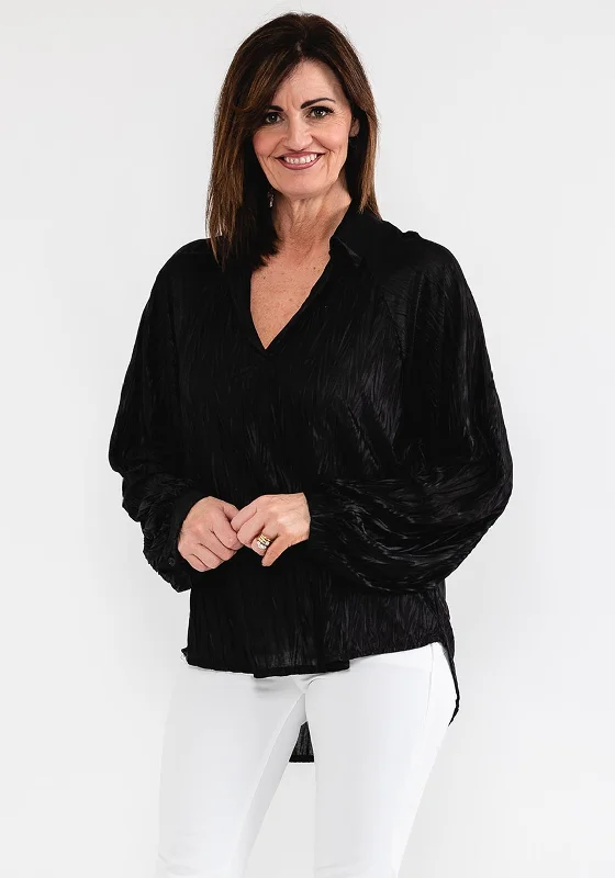 Special Offer Seventy1 One Size Satin Crinkle Blouse, Black