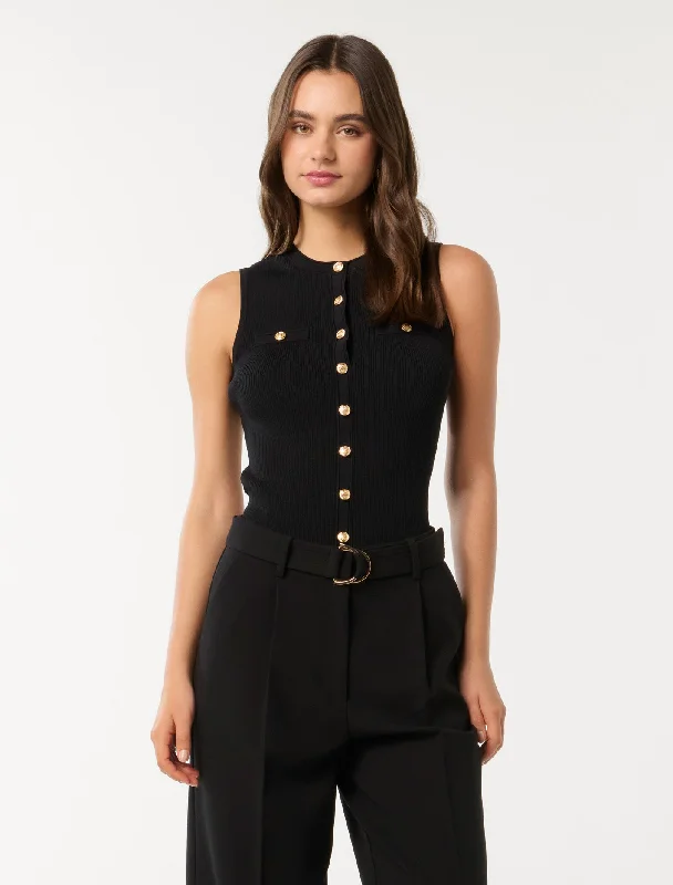Bonus Savings Lorena Button Through Knit Tank Top