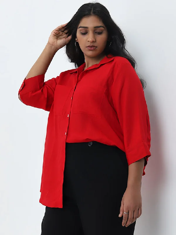 Reduced Prices Gia Red Solid Cotton Shirt
