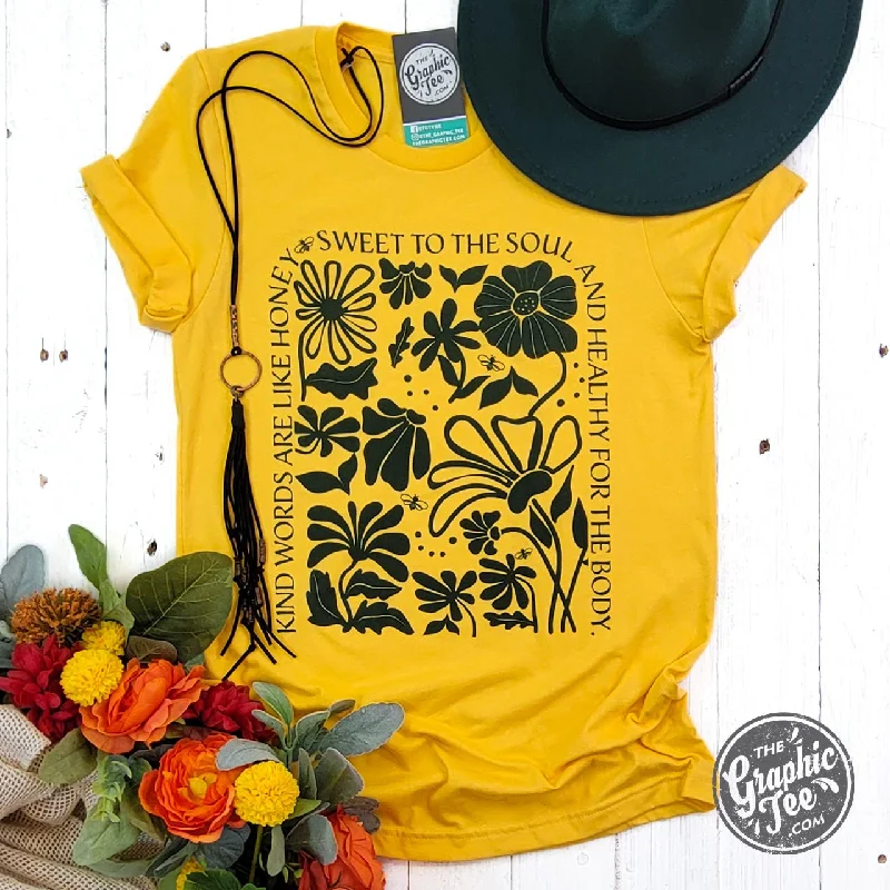 Price Cut Kind Words Heather Golden Yellow Short Sleeve Tee