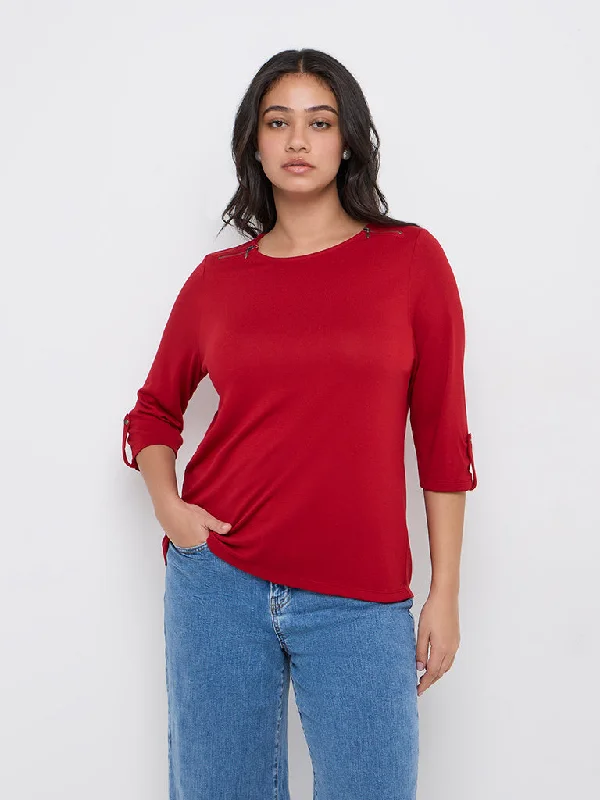 Overstock Gia Red Solid Top