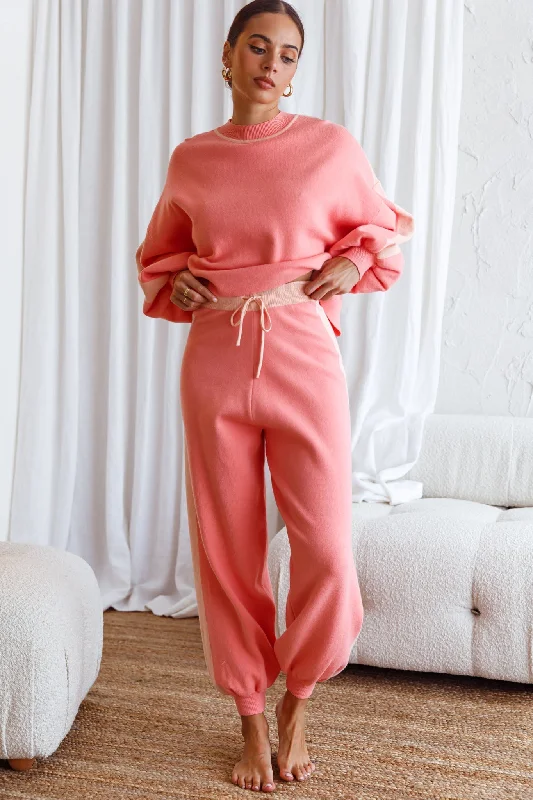 Amazing Deals Take Me Back Brushed Knit Jogger Pants Peach