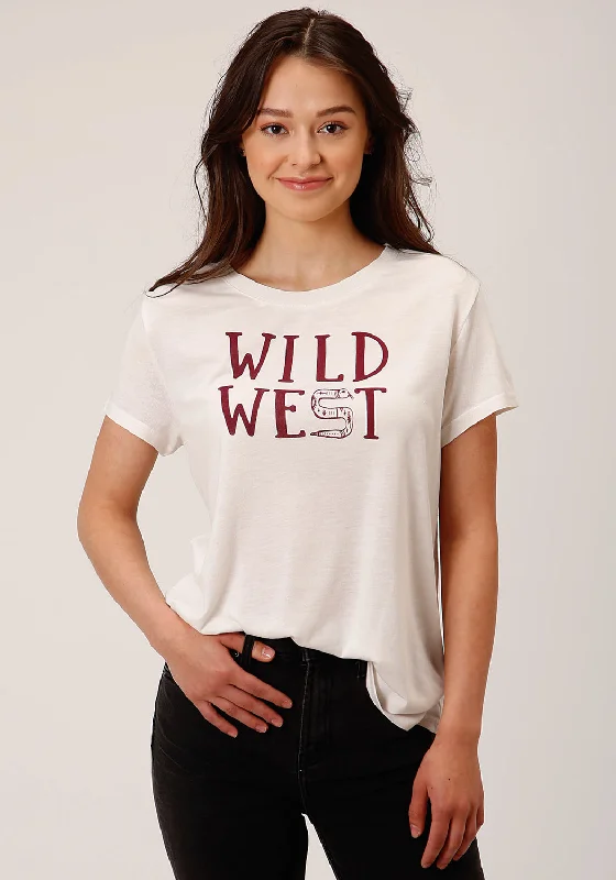 Super Sale Roper Womens Wild West Ivory Poly/Rayon S/S T-Shirt