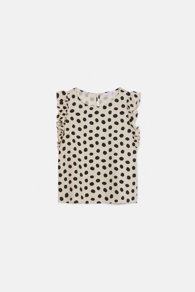 Super Deal Compania Fantastica Polka Dot Print Top with Ruffles