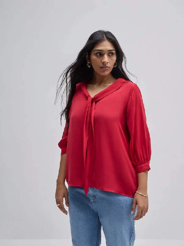 Weekend Savings Extravaganza Gia Red Tie-Up Detailed Top