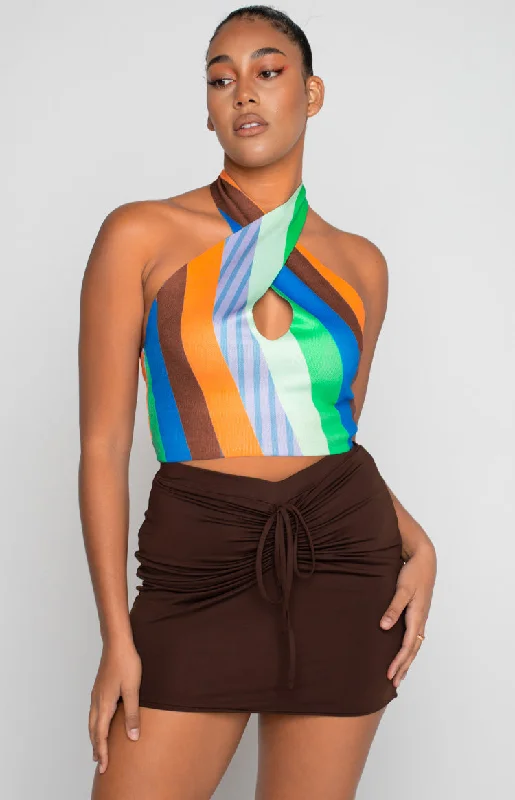 Special Discount Flirtini Halter Crop Multi