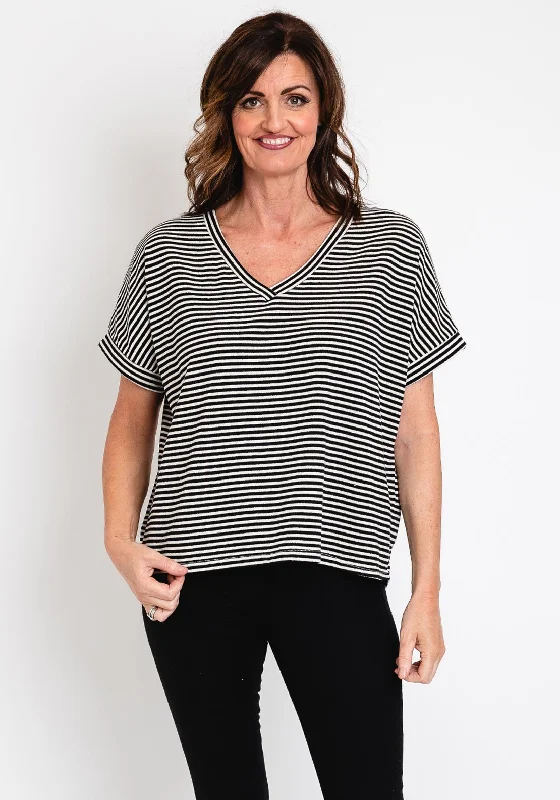 Big Savings Serafina Collection One Size Striped Top, Black