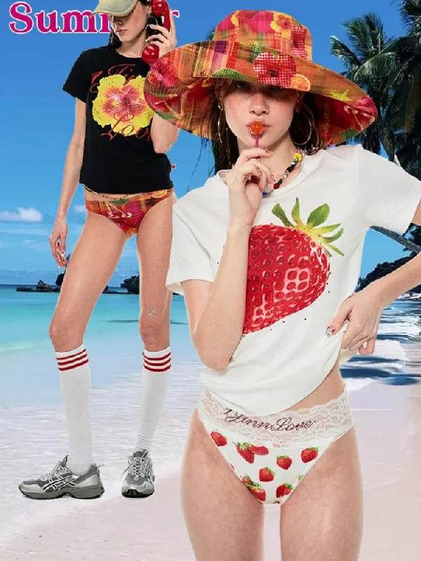 Grand Opening Sale Summer Fruit Printed Loose T-Shirt [S0000009137]