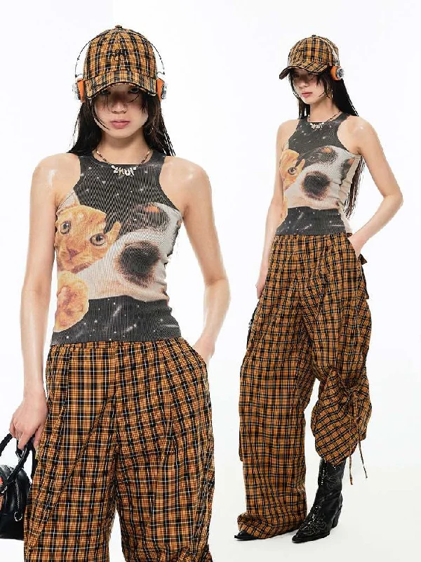 Bonus Savings Dog & Cat Print Tight Fit Tank Top [S0000009182]