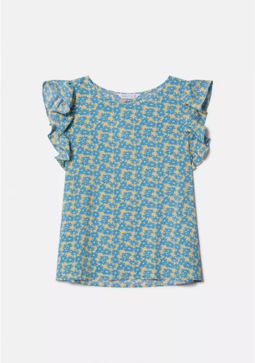 Super Discount Compania Fantastica Primrose Print Top with Ruffles