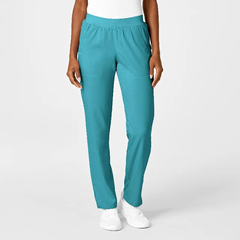 Weekend Savings Sensation PRO Women's Knit Waist Cargo Scrub Pant - Teal Blue