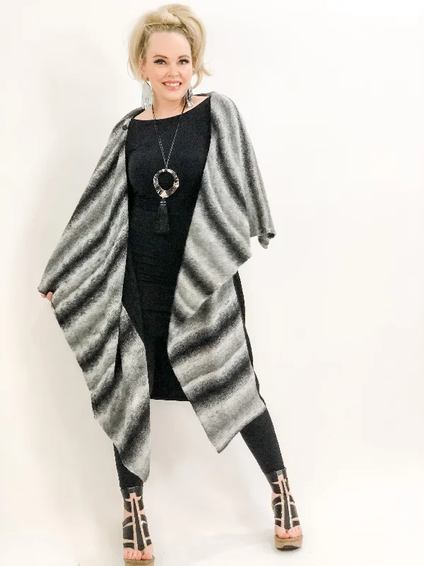 Seasonal Clearance Knit Cardigan Featuring Hood & Shawl