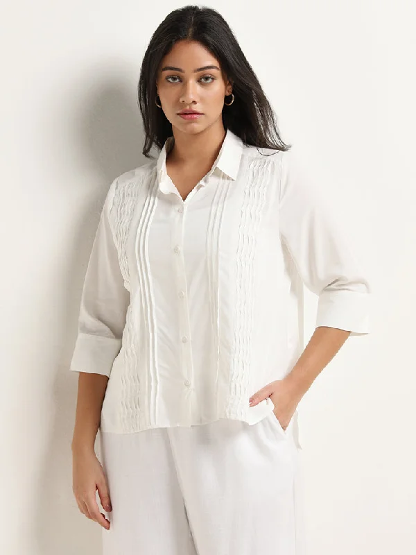 Bonus Savings Gia White Pintuck Detailed Shirt