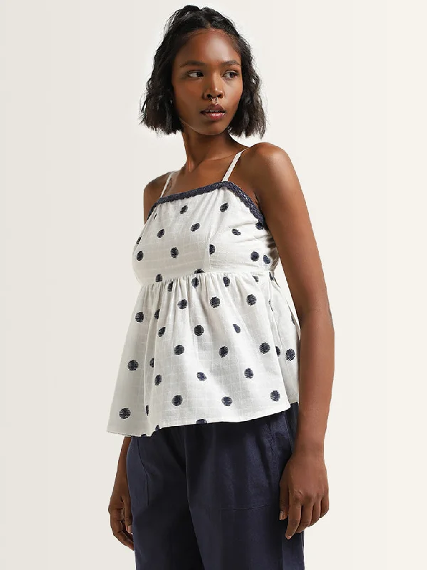Get It Before It’s Gone Bombay Paisley White Printed Cotton Crochet Top