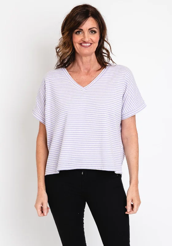 Steals and Deals Serafina Collection One Size Striped Top, Lilac
