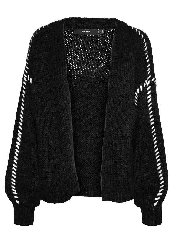 Weekend Savings Fiesta Feng Blanket Stitch Cardigan in Black