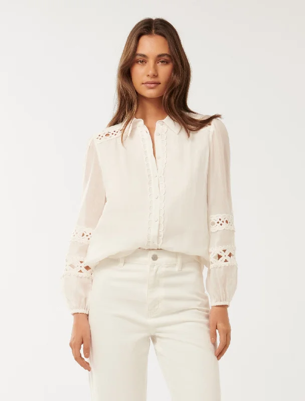 Special Price Carina Crochet Trim Shirt